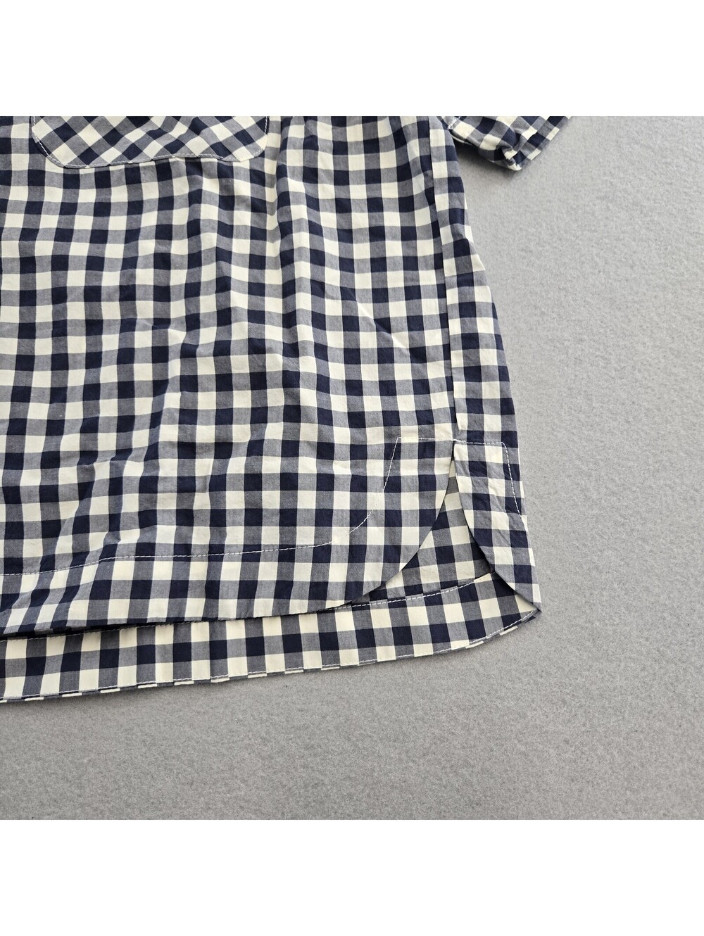 Marine Layer Gingham Button Up Shirt Womens M Navy White Pima Cotton Relaxed NWT - Picture 6 of 12